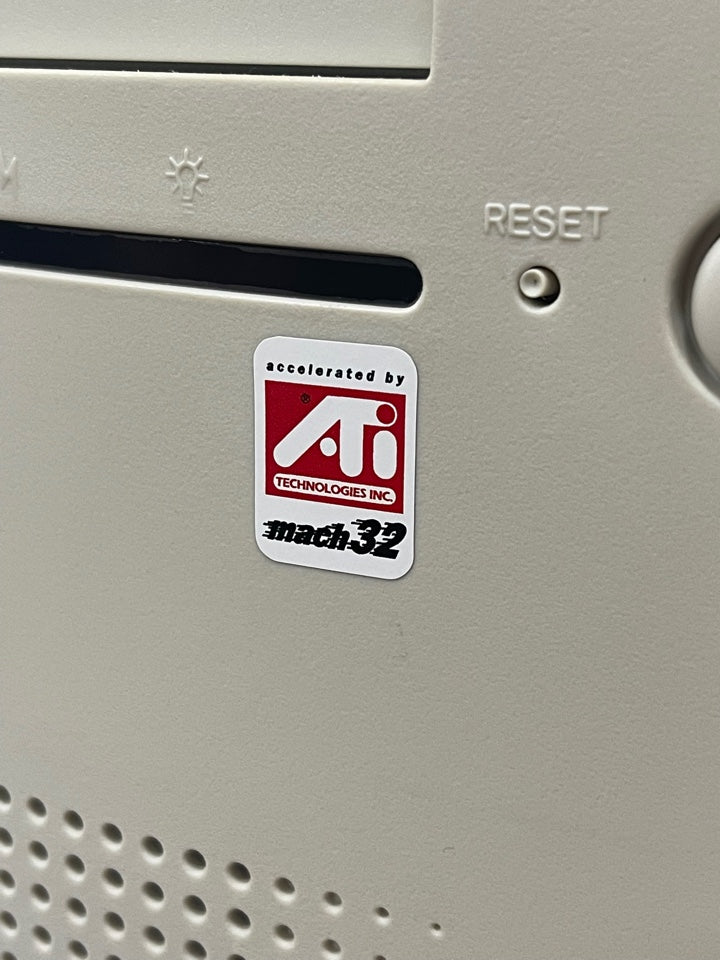 ATI Mach 32 V1 Video Graphics Case Badge Sticker - White