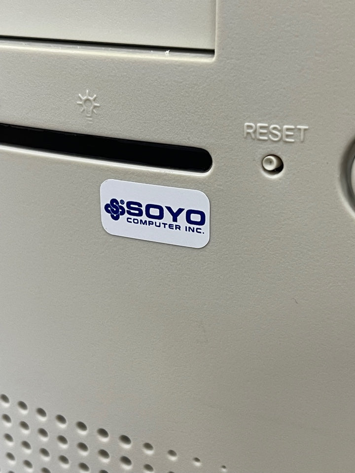 Motherboard > Soyo < Case Badge Sticker - White