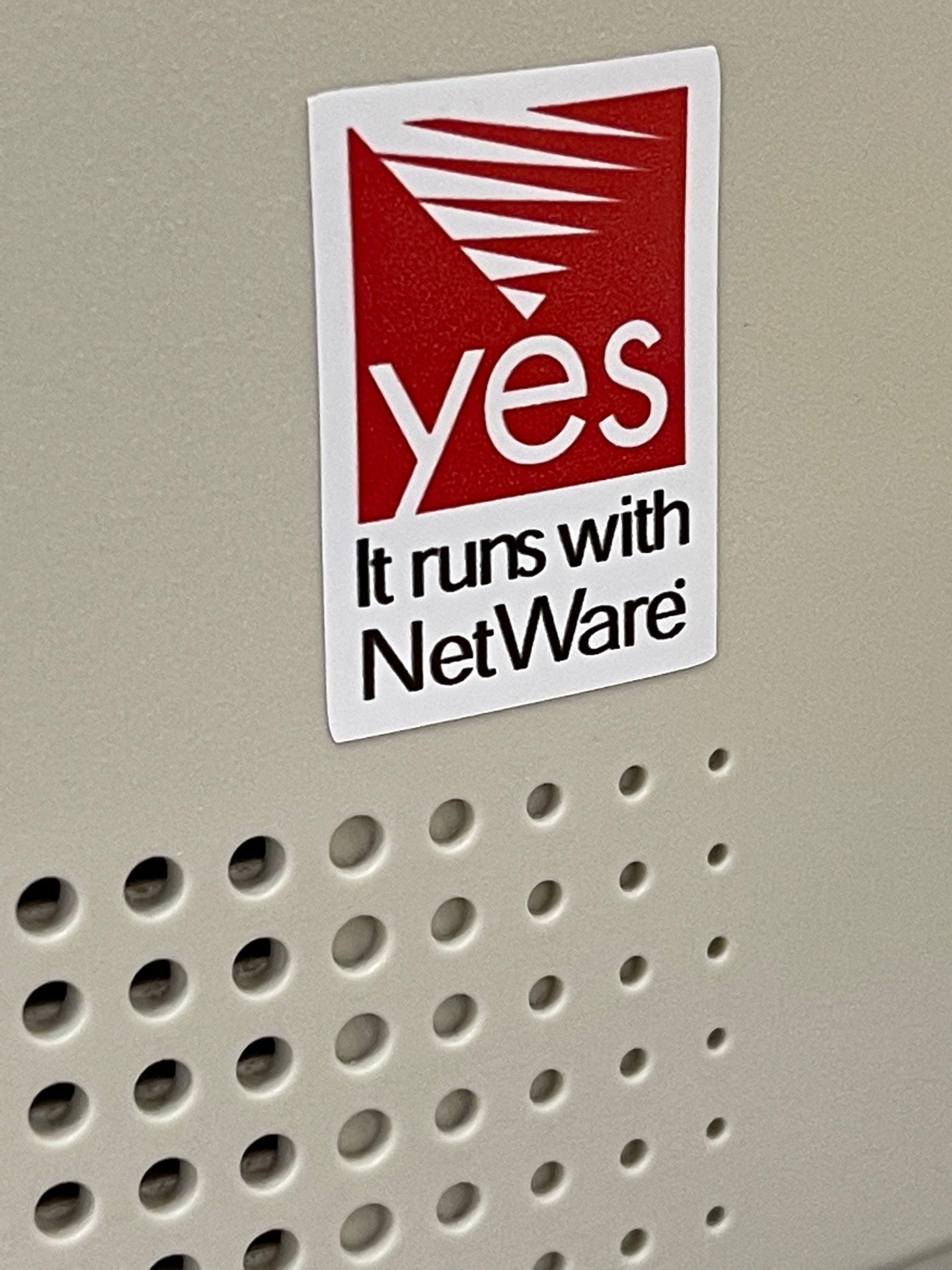 Novell "Yes, It runs with NetWare" Network OS Sticker - White