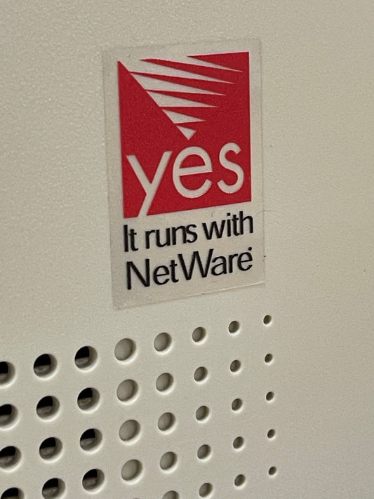 Novell "Yes, It runs with NetWare" Network OS Sticker - Clear