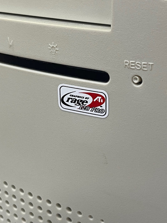 ATI Rage 128 Pro Video Graphics Case Badge Sticker - White