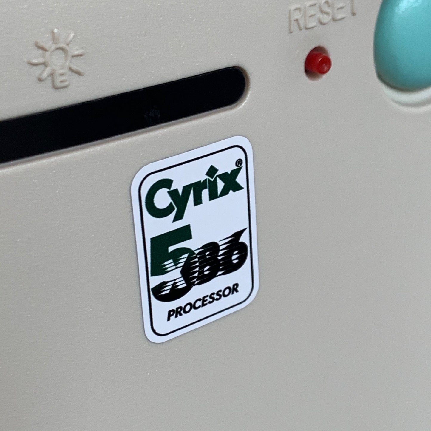 Cyrix 5x86 Processor Case Badge Sticker - White