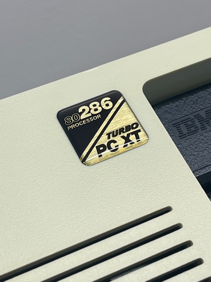 80286 PC XT *Turbo* IBM Clone Case Badge Sticker Gold DOMED