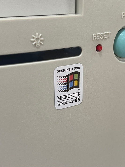 Windows 95 V1 Case Badge Sticker - White