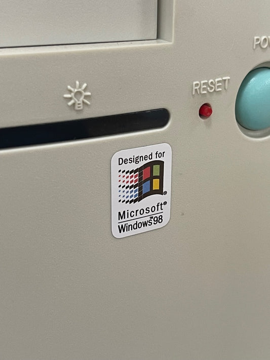 Windows 98 Case Badge Sticker - White