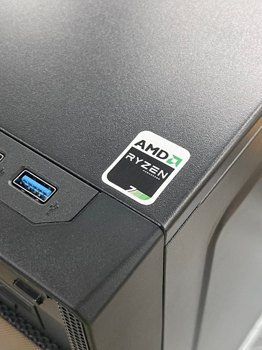 Ryzen 7 Retro-Modern-Sleeper Case Badge Sticker - White