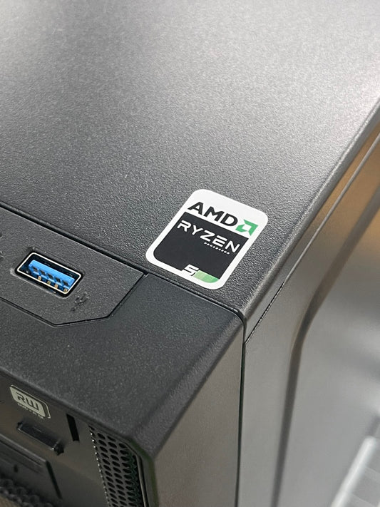 Ryzen 5 Retro-Modern-Sleeper Case Badge Sticker - White