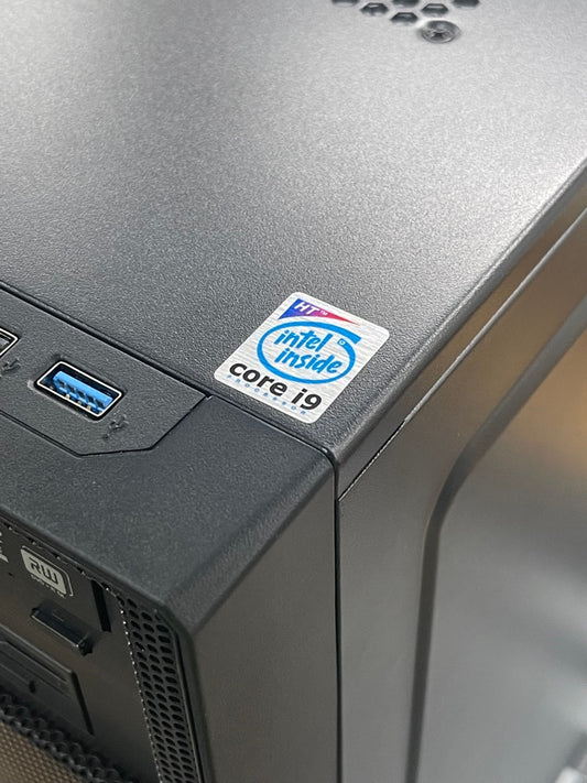 Core i9 Retro-Modern-Sleeper Case Badge Sticker - Metallic