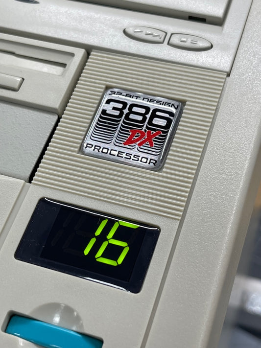 386 DX -Silver- Case Badge Sticker DOMED