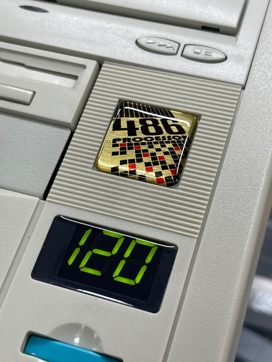486 "Pixel" -Gold- Case Badge Sticker DOMED