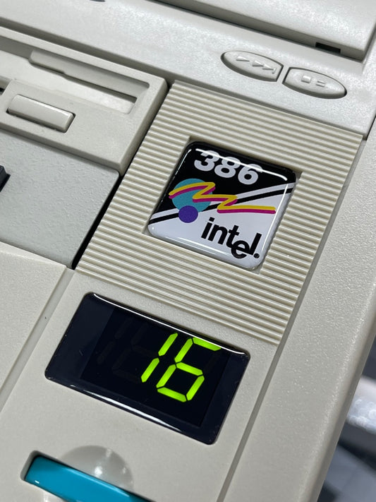 386 "B&W w/ Neo Graphic" Case Badge Sticker DOMED