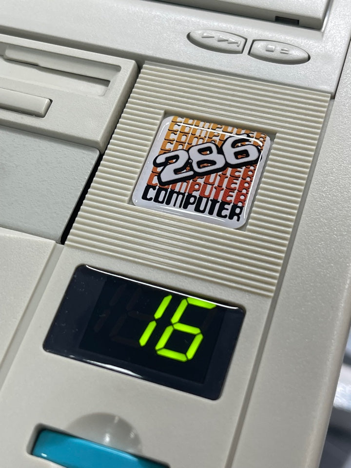 286 "Computer" Orange Case Badge Sticker DOMED