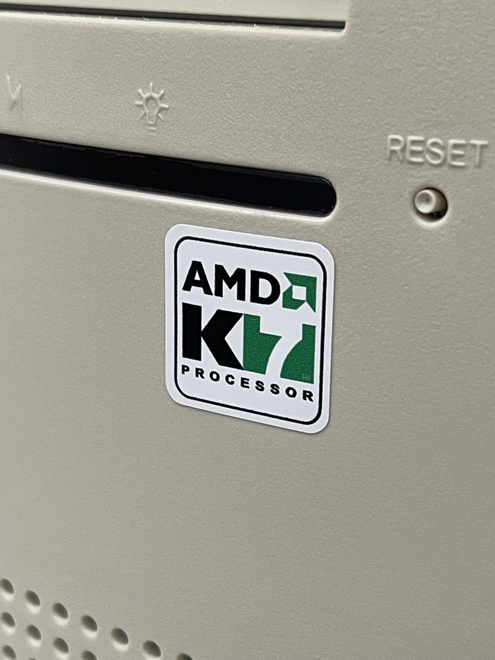 AMD K7 - Early Athlon - Case Badge Sticker - White SQ