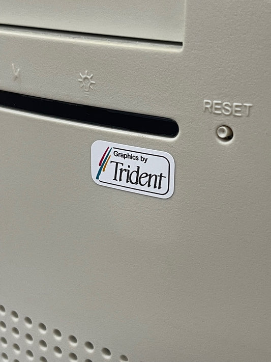 Trident Video Graphics Case Badge Sticker - White