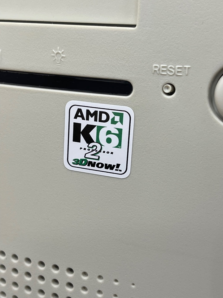 AMD K6-2 "3D Now!" Case Badge Sticker - White SQ