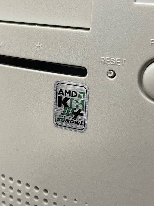 AMD K6-3+ III Plus "3D Now!" Case Badge Sticker - Metallic