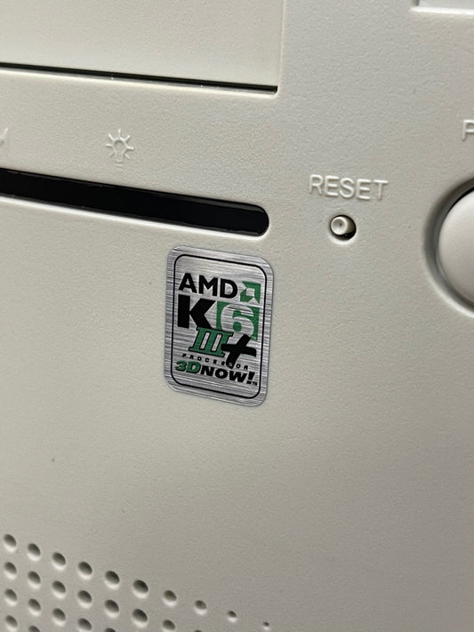 AMD K6-3+ III Plus "3D Now!" Case Badge Sticker - Metallic