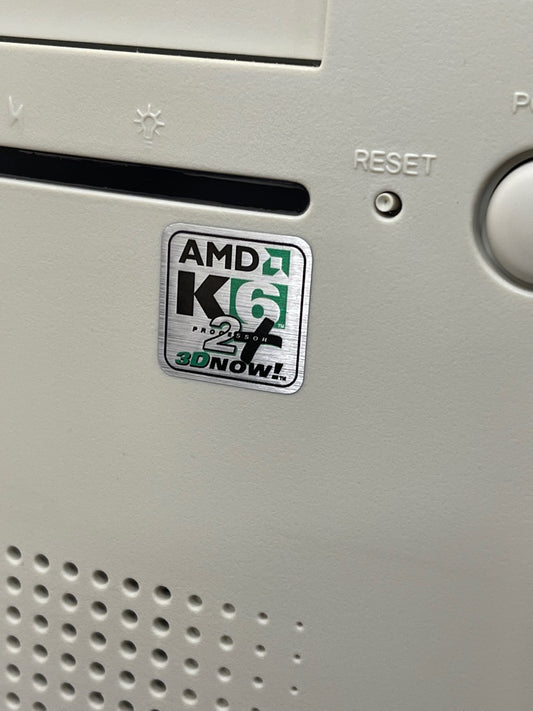 AMD K6-2+ Plus "3D Now!" Case Badge Sticker - Metallic SQ