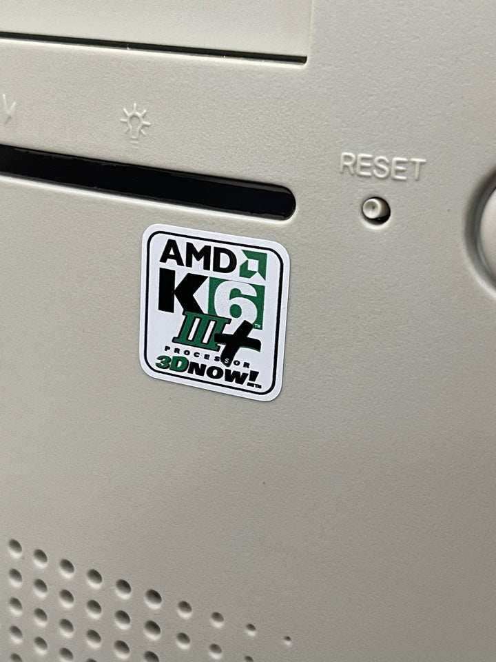 AMD K6-3+ III Plus "3D Now!" Case Badge Sticker - White SQ