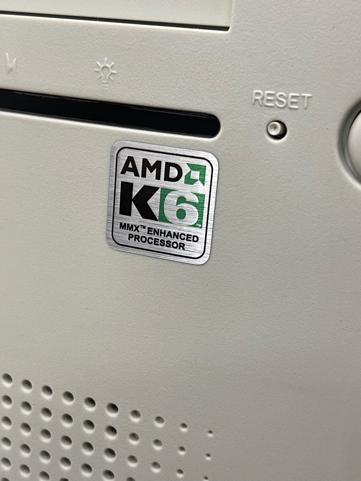 AMD K6 "MMX Enhanced" Case Badge Sticker - Metallic SQ