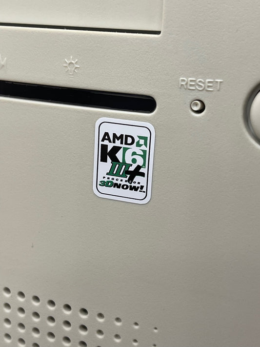 AMD K6-3+ III Plus "3D Now!" Case Badge Sticker - White