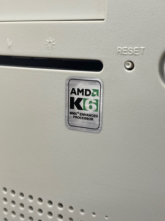 AMD K6 "MMX Enhanced" Case Badge Sticker - Metallic