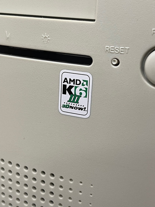 AMD K6-3 III "3D Now!" Case Badge Sticker - White