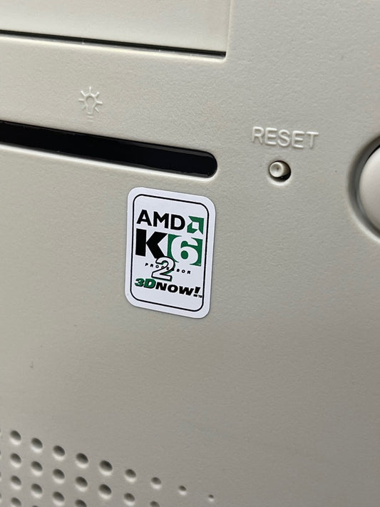 AMD K6-2 "3D Now!" Case Badge Sticker - White