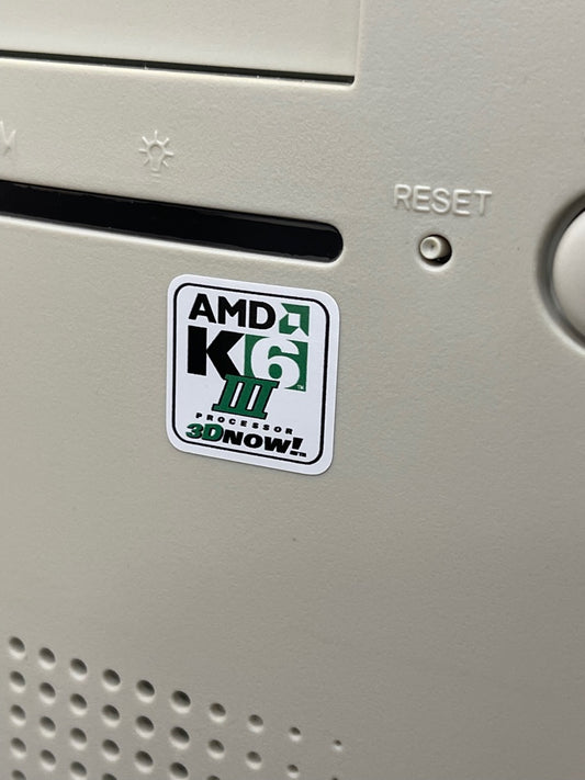 AMD K6-3 III "3D Now!" Case Badge Sticker - White SQ