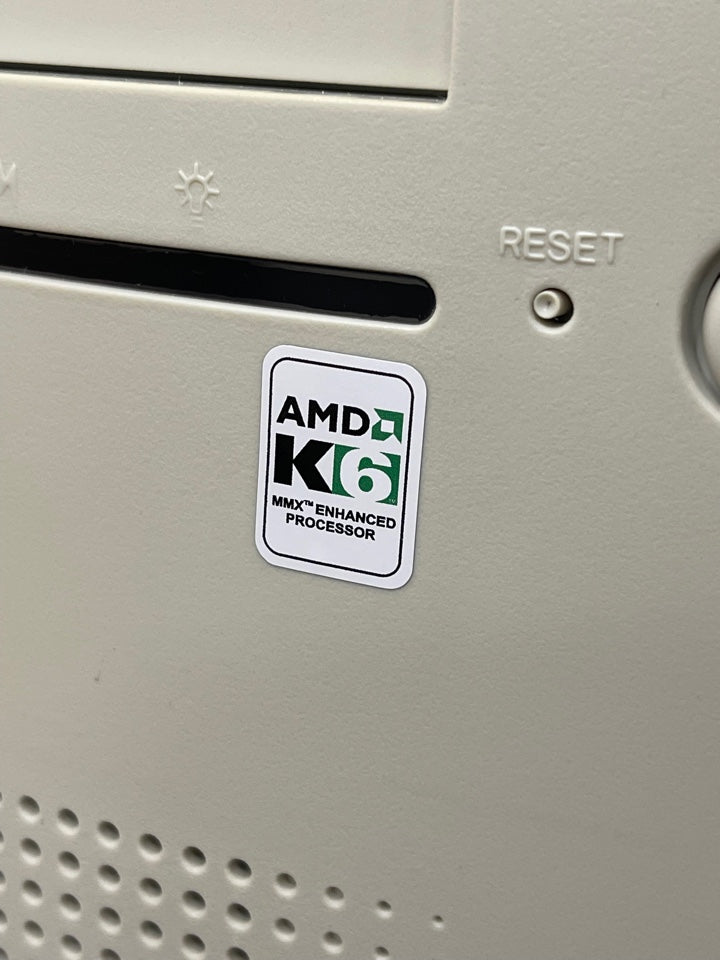 AMD K6 "MMX Enhanced" Case Badge Sticker - White