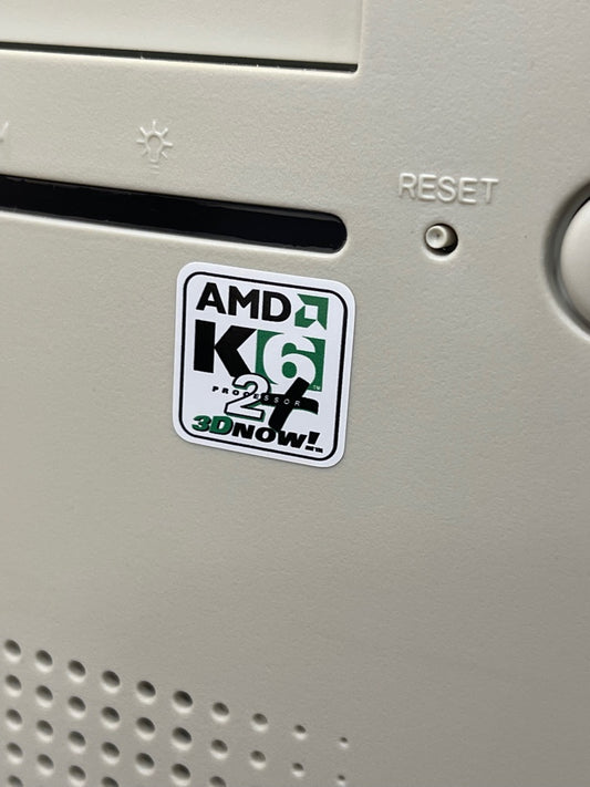AMD K6-2+ Plus "3D Now!" Case Badge Sticker - White SQ