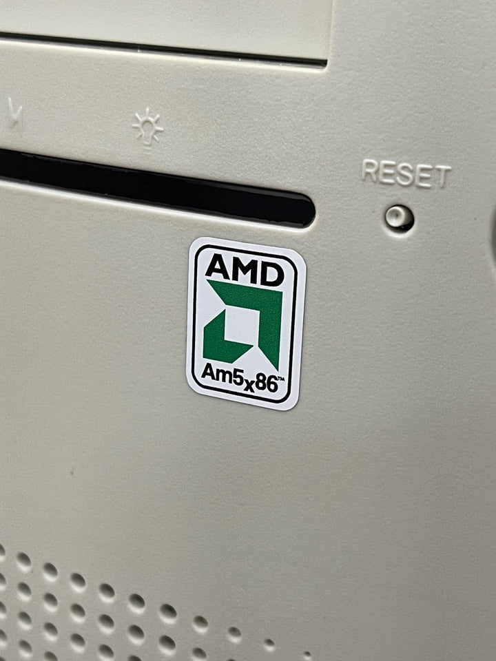 AMD Am5x86 Case Badge Sticker - White