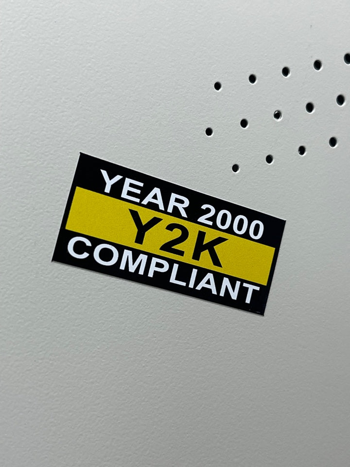 Y2k Year 2000 "COMPLIANT"  Yellow/Black Sticker