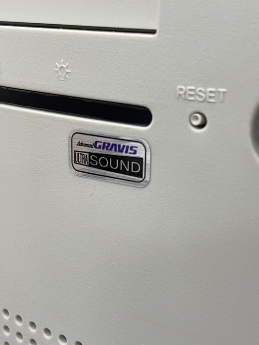 Gravis UltraSound Audio Case Badge Sticker - Silver