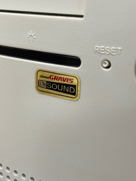 Gravis UltraSound Audio Case Badge Sticker - Gold
