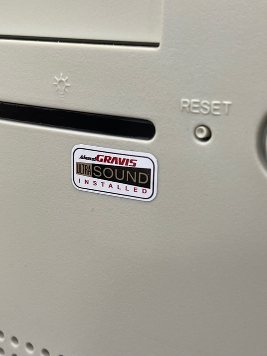 Gravis UltraSound "Installed" Audio Case Badge Sticker - White