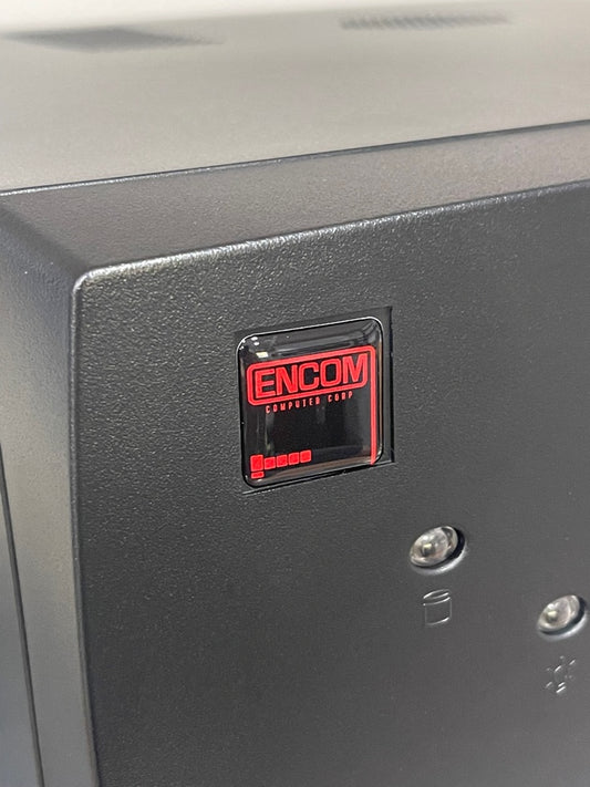 > ENCOM Computer Corp < TRON Case Badge Sticker - Dome Blk/Red