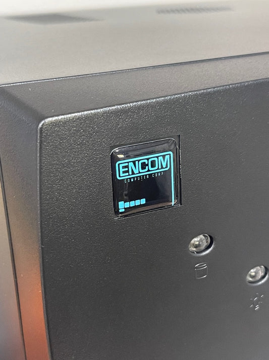 > ENCOM Computer Corp < TRON Case Badge Sticker - Dome Blk/Blue