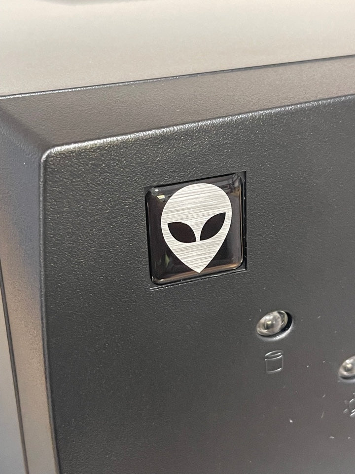 > Alienware V1 < Early Alien Head Logo Case Badge Sticker - Dome