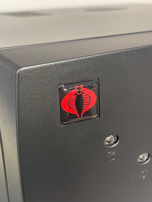 > GI Joe COBRA < G.I. Joe Case Badge Sticker - Dome Blk/Red