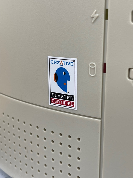 Sound Blaster Guy "CERTIFIED" Logo Case Badge Sticker - White