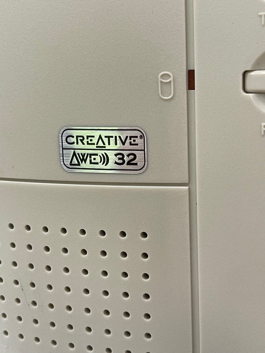 Sound Blaster AWE 32 Logo Case Badge Sticker - Silver Met