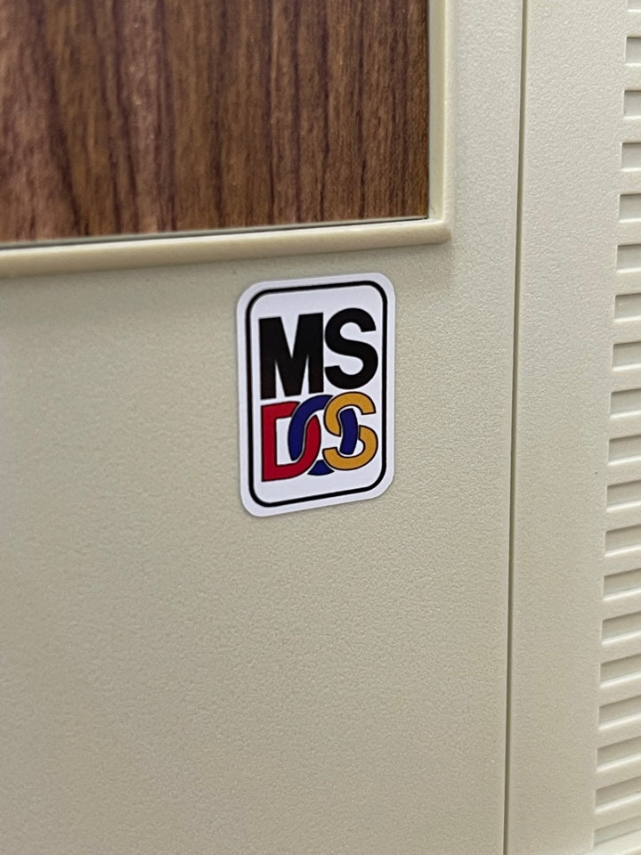MS-DOS Color Logo Case Badge Sticker - White