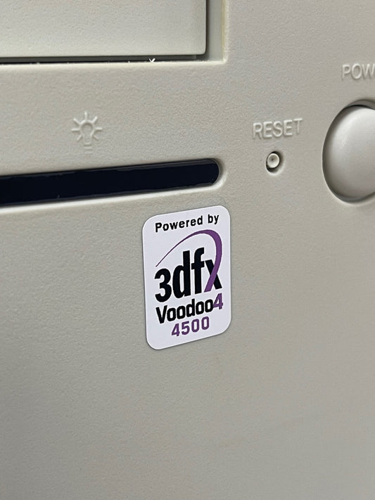 3Dfx Voodoo4 4500 Case Badge Sticker - White