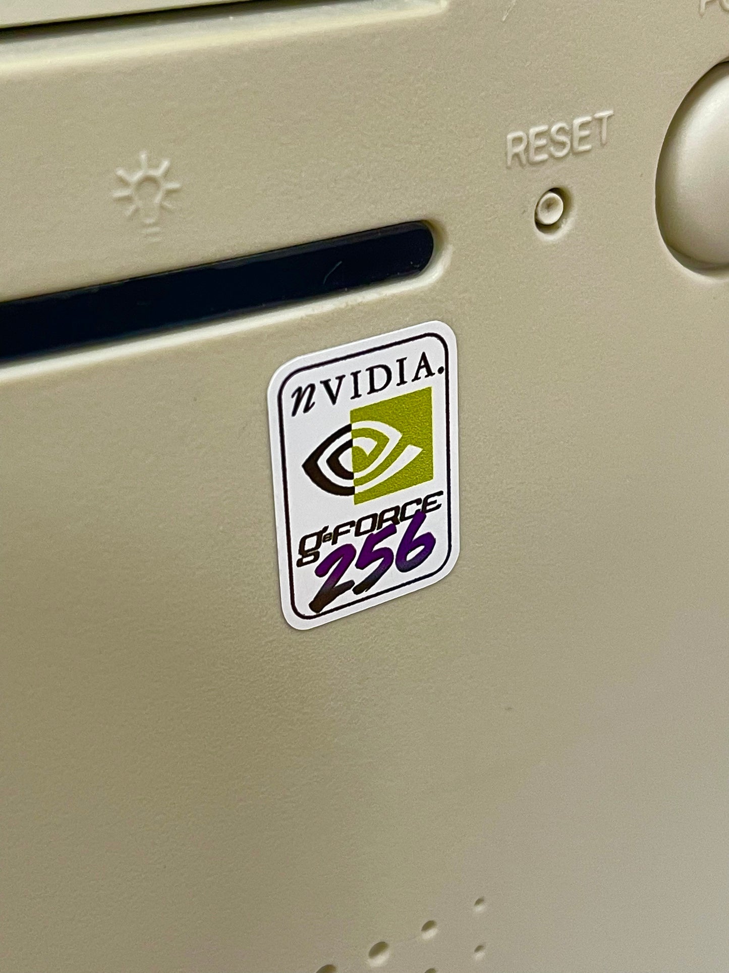 Nvidia Geforce 256 Video Graphics Case Badge Sticker - White