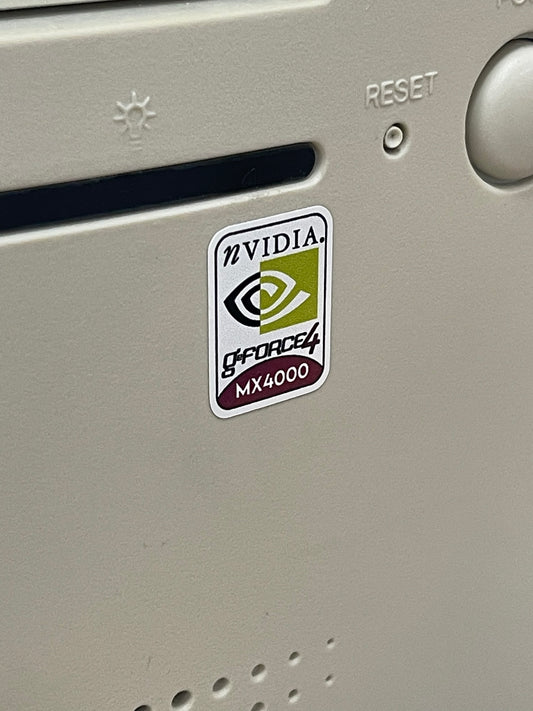 Nvidia Geforce4 MX4000 Video Graphics Case Badge Sticker - White