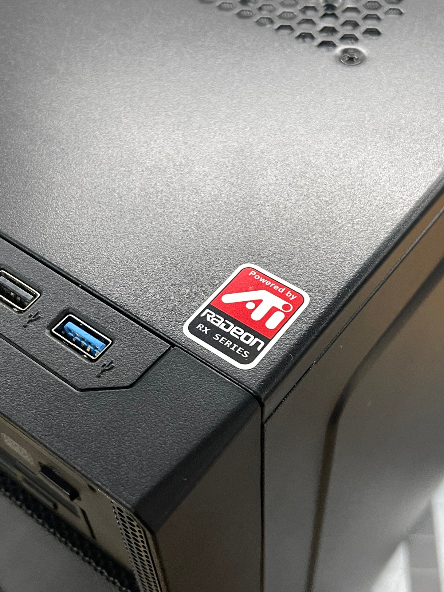ATI Radeon RX Series, Powered By Case Badge Sticker - White