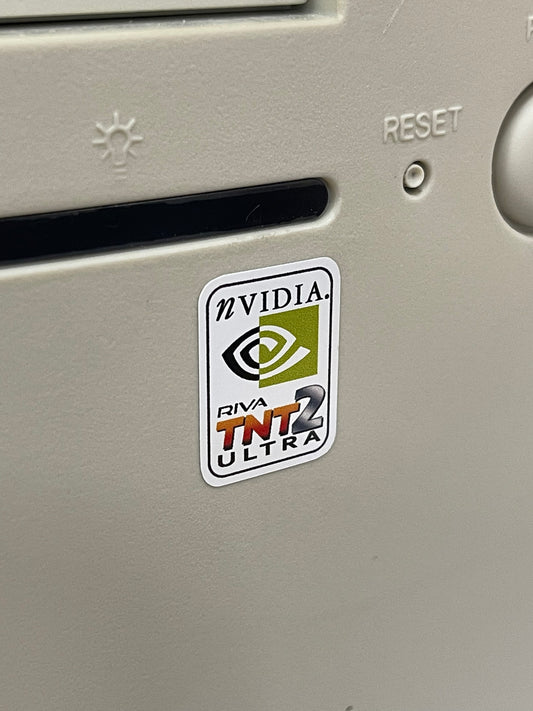 Nvidia Riva TNT2 ULTRA Video Graphics Case Badge Sticker - White