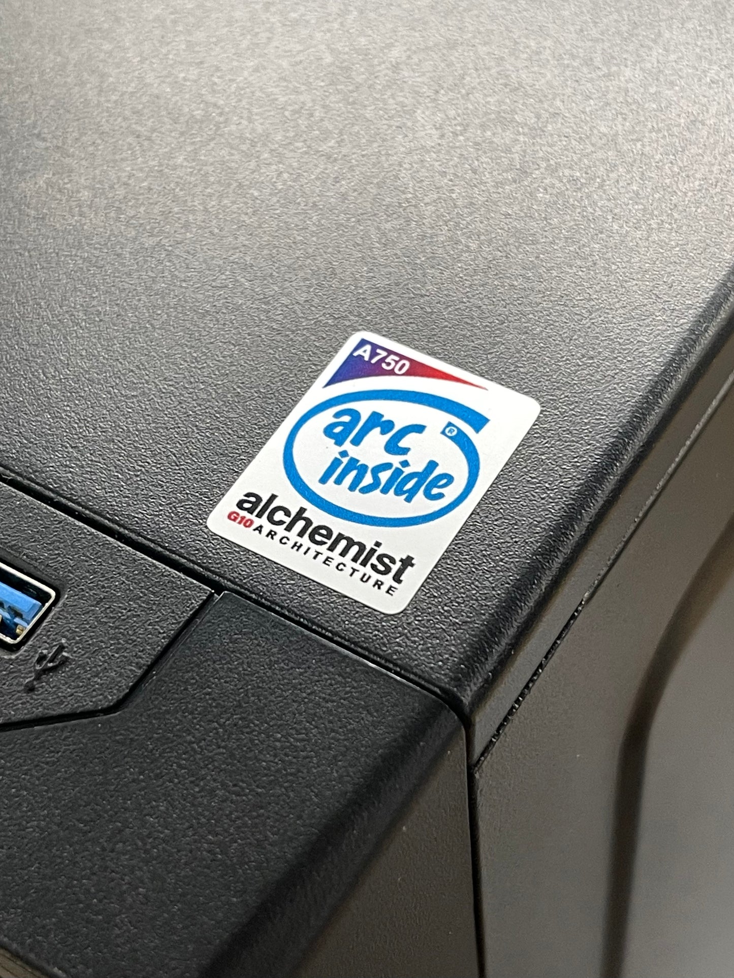 Intel “ARC Inside” 750 Graphics Alchemist Case Badge Sticker - White