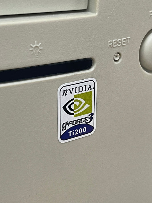 Nvidia Geforce3 Ti200 Video Graphics Case Badge Sticker - White